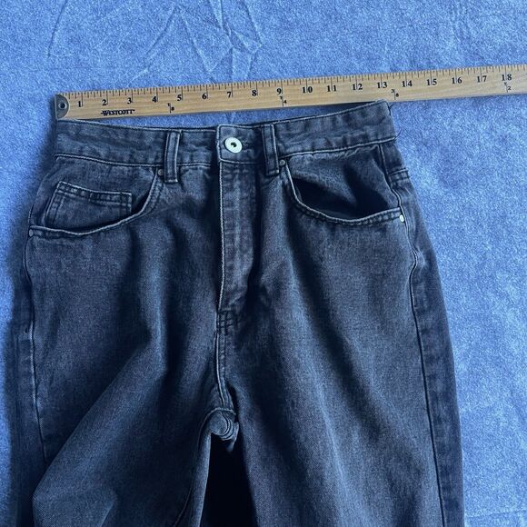 Cotton On Jeans Womens Size 4 Gray Black Long Straight Leg Distressed Knee - Picture 6 of 10